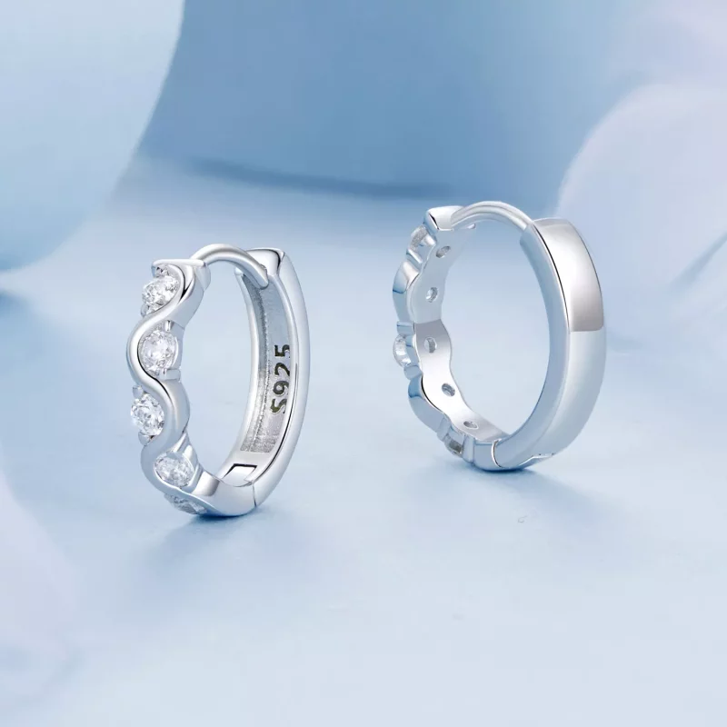 (imagen para) Pendientes ondulados estilo PANDORA - BSE963 - Ver 3