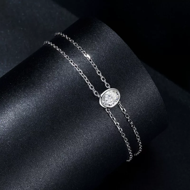 (imagen para) Pulsera de moissanita de doble capa de 1 ct estilo PANDORA (un certificado) - MS - Ver 2