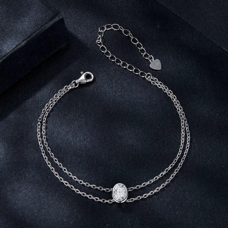 (imagen para) Pulsera de moissanita de doble capa de 1 ct estilo PANDORA (un certificado) - MS - Ver 3