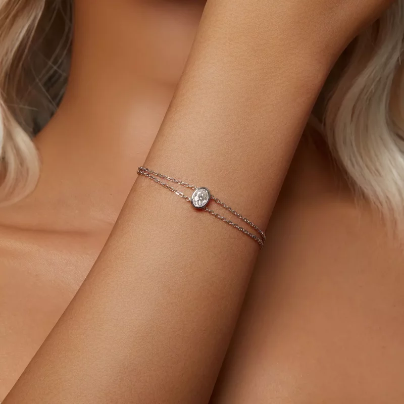 (imagen para) Pulsera de moissanita de doble capa de 1 ct estilo PANDORA (un certificado) - MS - Ver 5