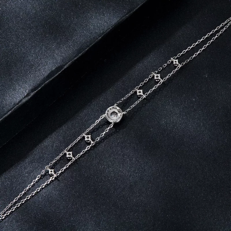 (imagen para) Pulsera de moissanita doble brillante estilo PANDORA (un certificado) - MSB013 - Ver 4