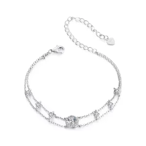 (imagen para) Pulsera de moissanita doble brillante estilo PANDORA (un certificado) - MSB013