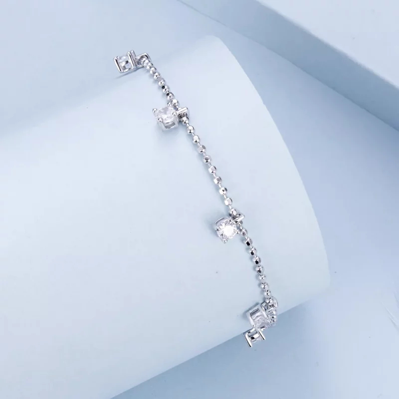 (imagen para) Pulsera fina con circonitas brillantes estilo PANDORA - BSB156 - Ver 2