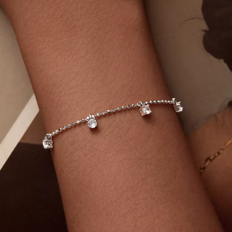 (imagen para) Pulsera fina con circonitas brillantes estilo PANDORA - BSB156 - Ver 6