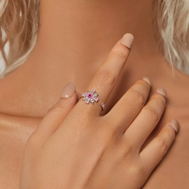 (imagen para) Anillo abierto con cruz de iris estilo PANDORA - BSR526-E - Ver 4