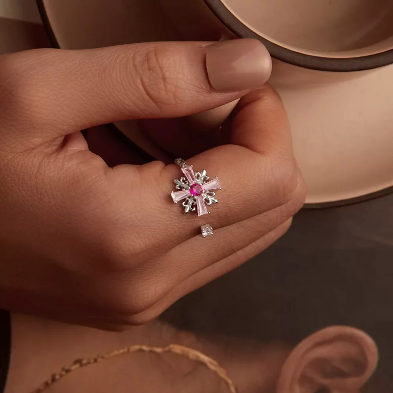 (imagen para) Anillo abierto con cruz de iris estilo PANDORA - BSR526-E - Ver 7