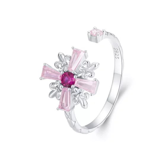 (imagen para) Anillo abierto con cruz de iris estilo PANDORA - BSR526-E