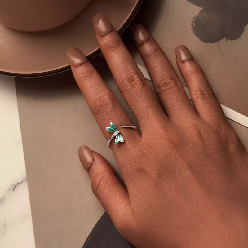 (imagen para) Anillo abierto con libélula estilo PANDORA - BSR537-E - Ver 4