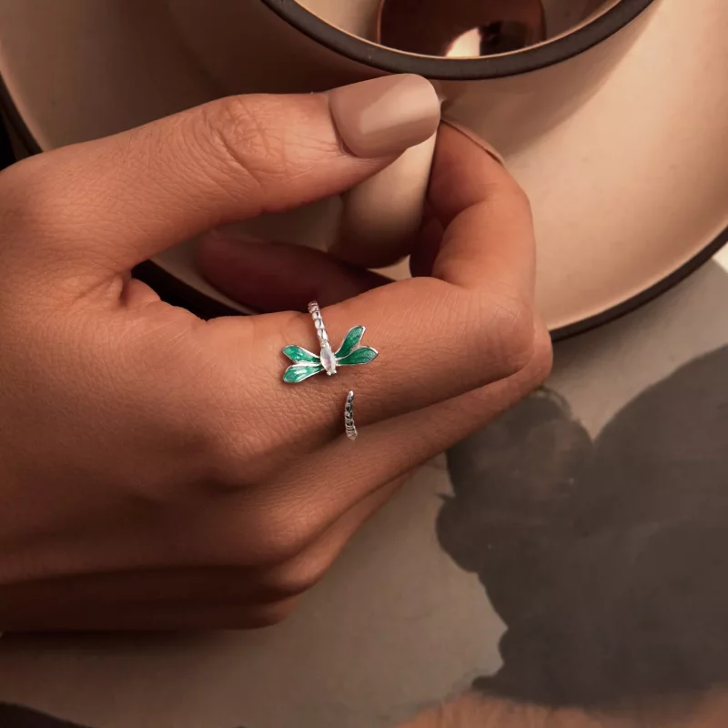 (imagen para) Anillo abierto con libélula estilo PANDORA - BSR537-E - Ver 5
