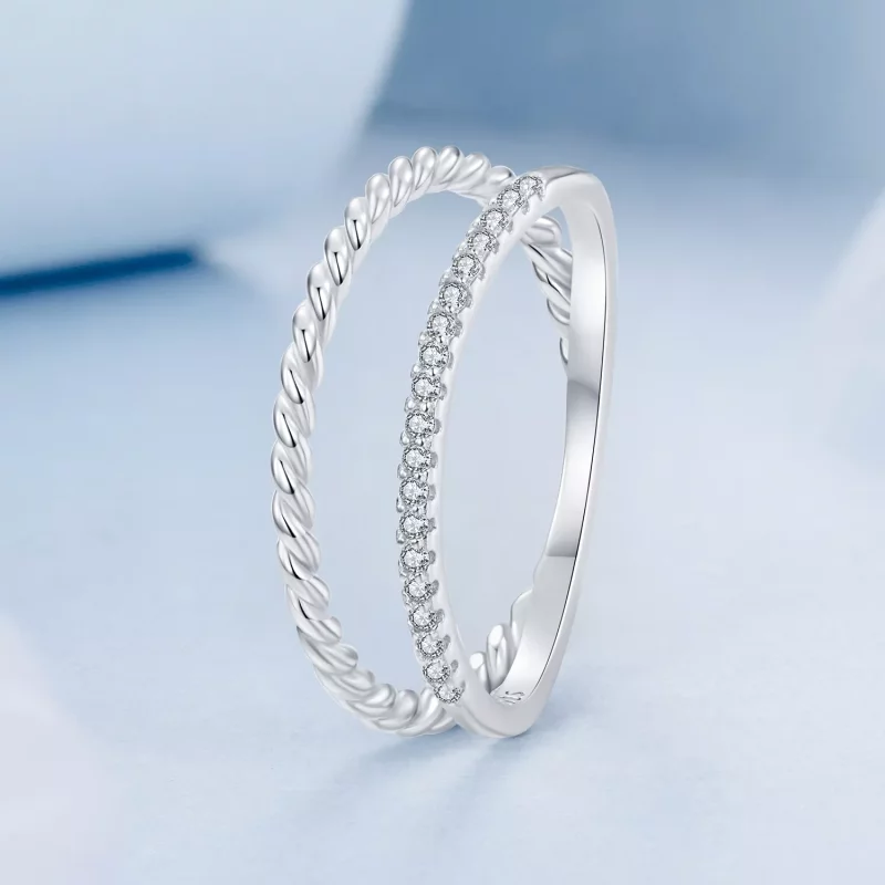 (imagen para) Anillo de estilo sofisticado de doble capa estilo PANDORA - BSR541 - Ver 2
