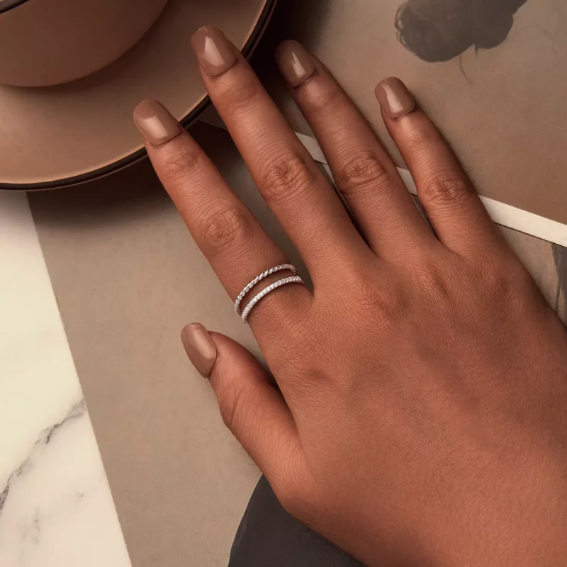 (imagen para) Anillo de estilo sofisticado de doble capa estilo PANDORA - BSR541 - Ver 4