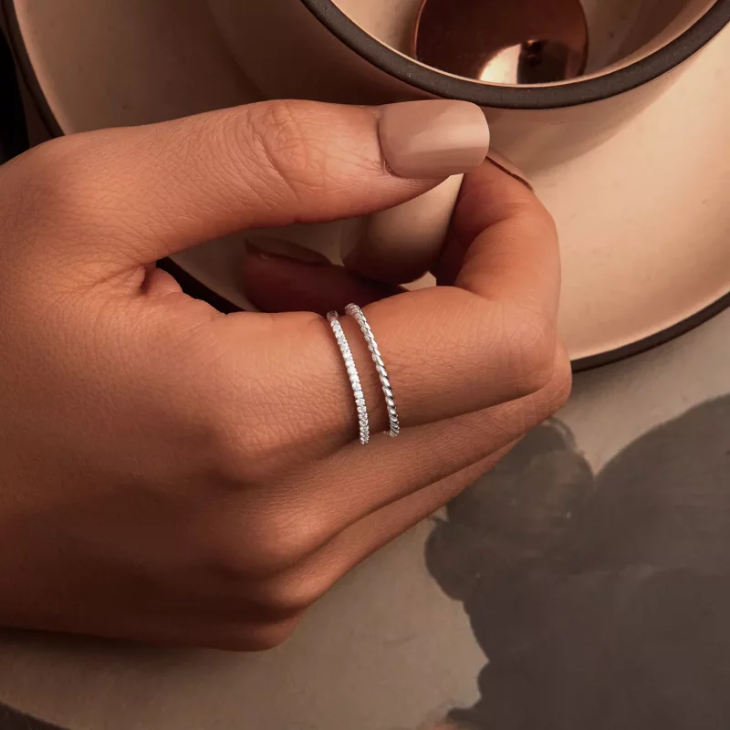 (imagen para) Anillo de estilo sofisticado de doble capa estilo PANDORA - BSR541 - Ver 5