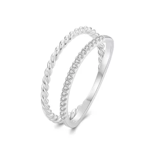 (imagen para) Anillo de estilo sofisticado de doble capa estilo PANDORA - BSR541