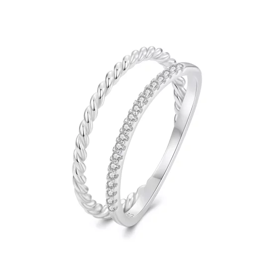 (imagen para) Anillo de estilo sofisticado de doble capa estilo PANDORA - BSR541