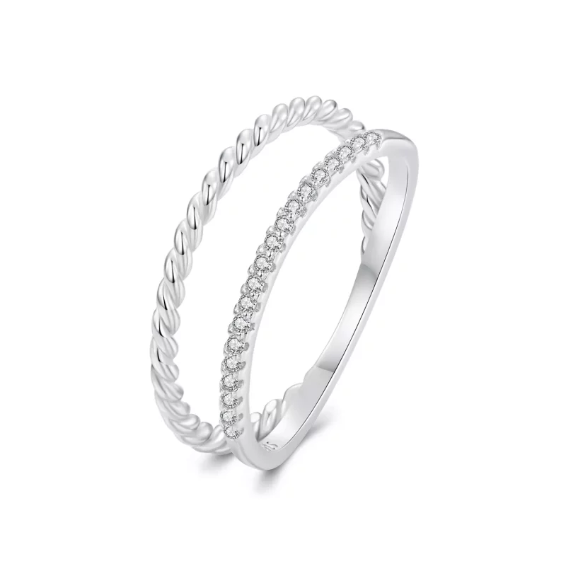 (imagen para) Anillo de estilo sofisticado de doble capa estilo PANDORA - BSR541