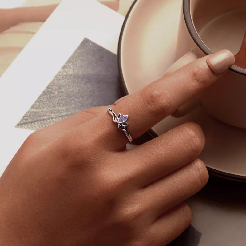 (imagen para) Anillo de loto estilo PANDORA - SCR1020-E - Ver 5