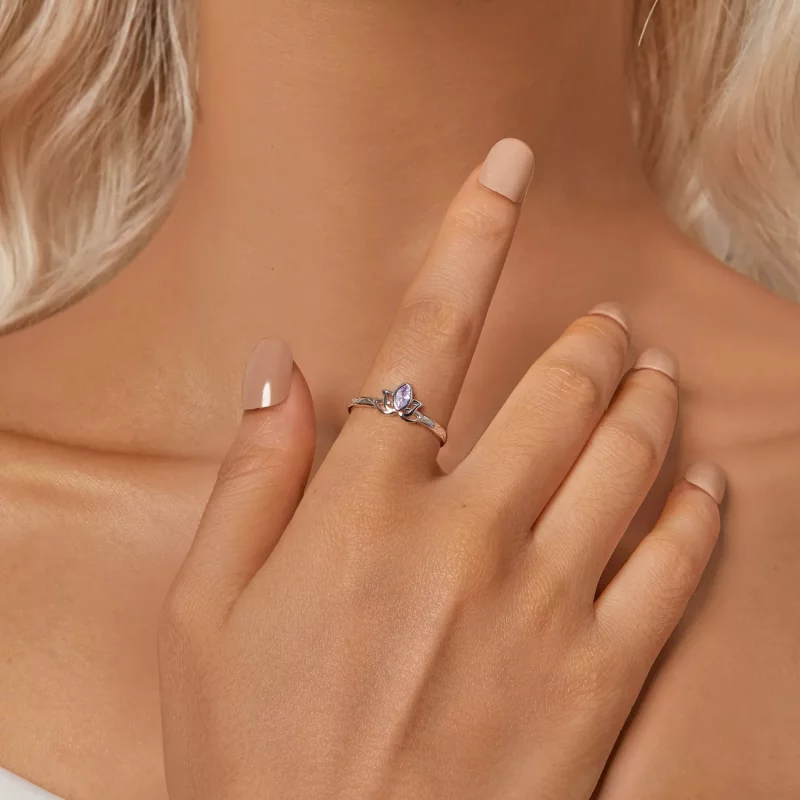 (imagen para) Anillo de loto estilo PANDORA - SCR1020-E - Ver 6