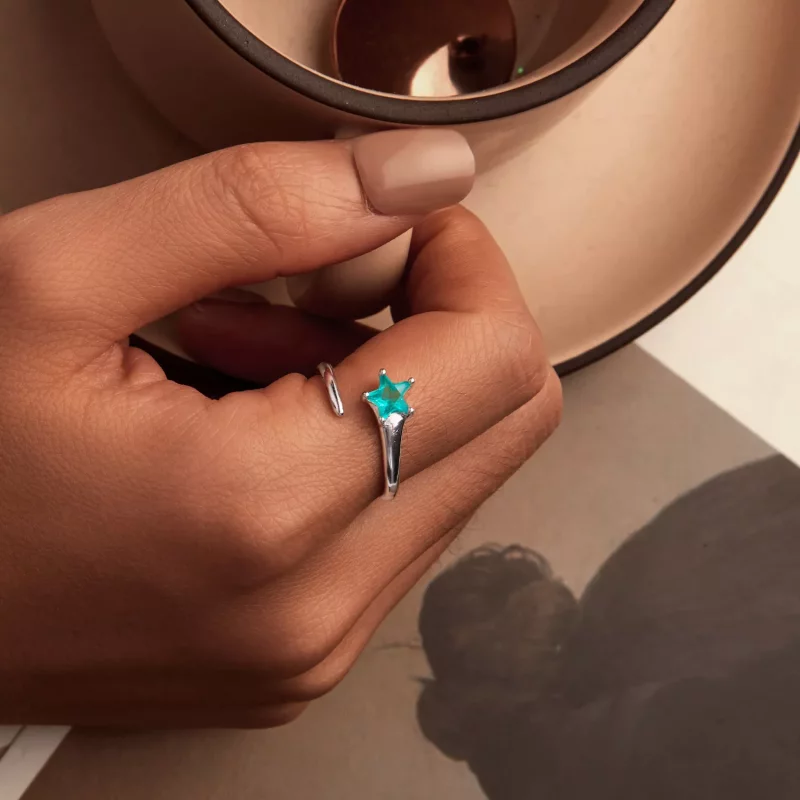 (imagen para) Anillo de meteorito estilo PANDORA - BSR535-E - Ver 4