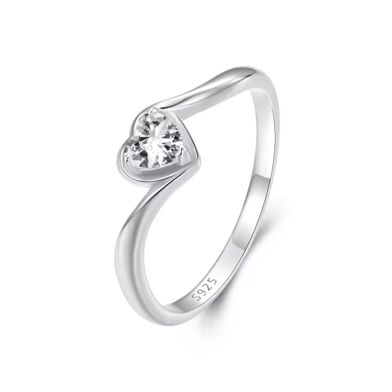 (imagen para) Anillo de moissanita con diseño de amor exquisito estilo PANDORA (un certificado) - MSR047