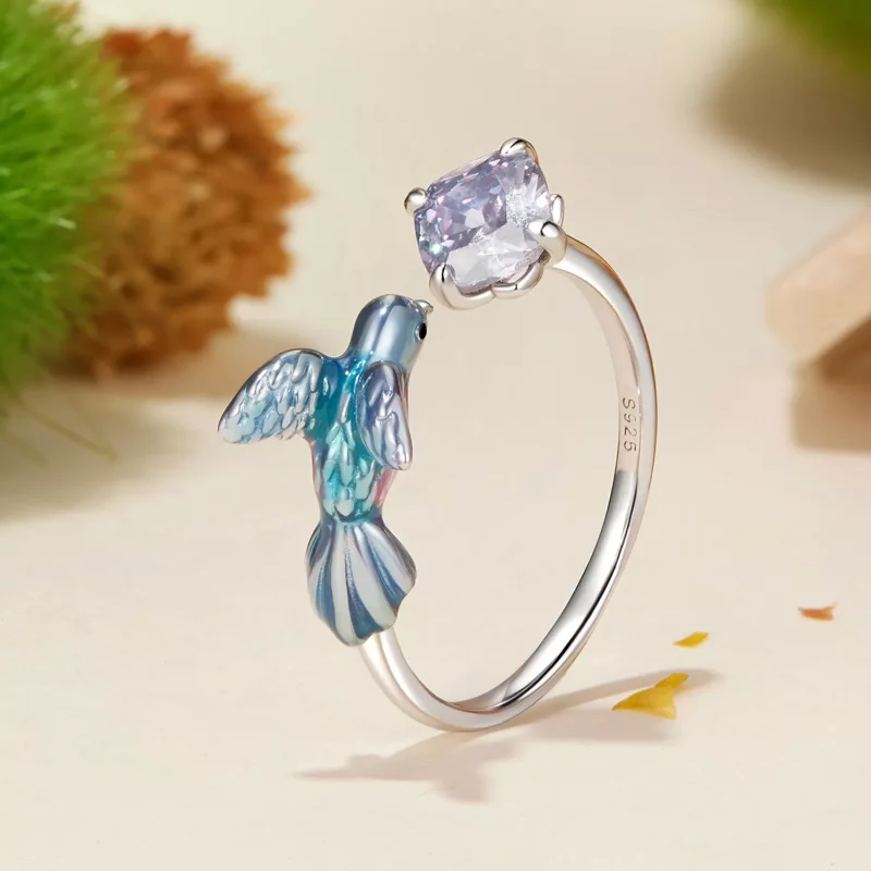 (imagen para) Anillo de pétalos de martín pescador estilo PANDORA - BSR540-E - Ver 2