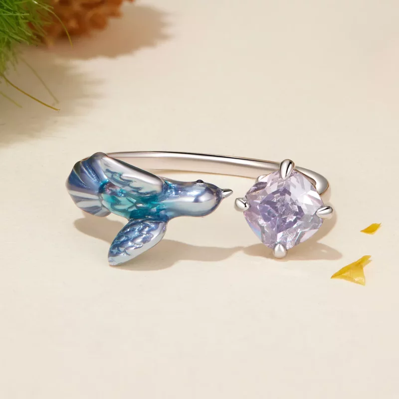 (imagen para) Anillo de pétalos de martín pescador estilo PANDORA - BSR540-E - Ver 3