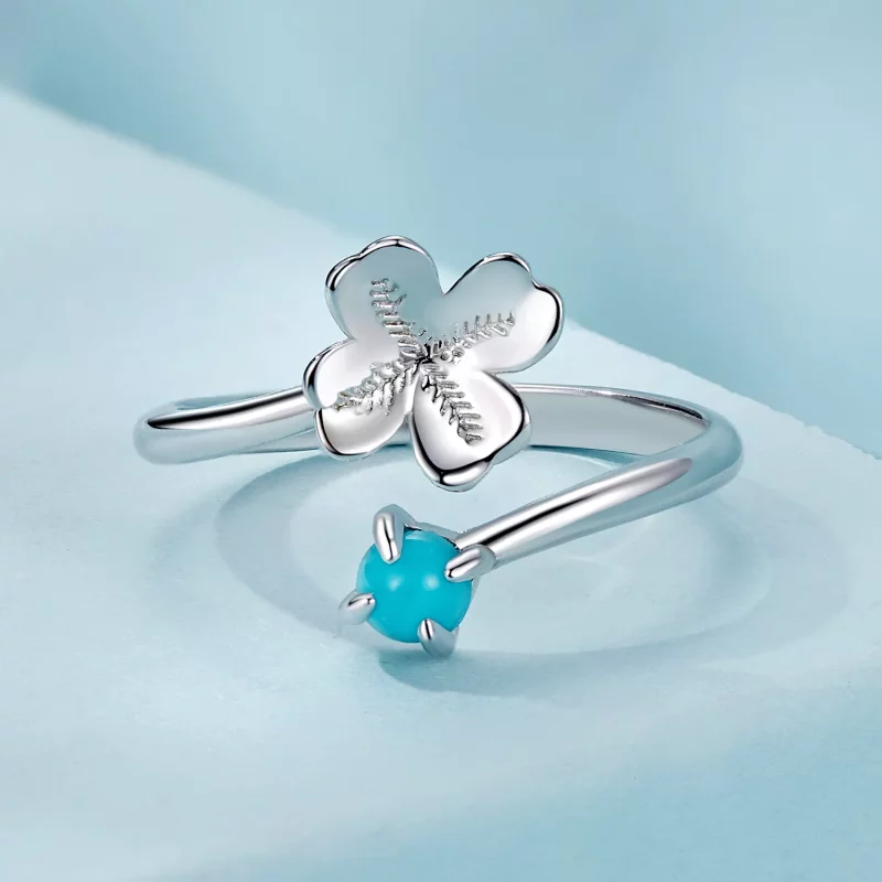(imagen para) Anillo de trébol de cuatro hojas estilo PANDORA - SCR1023-E - Ver 3