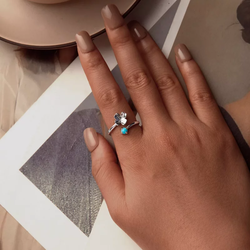 (imagen para) Anillo de trébol de cuatro hojas estilo PANDORA - SCR1023-E - Ver 4