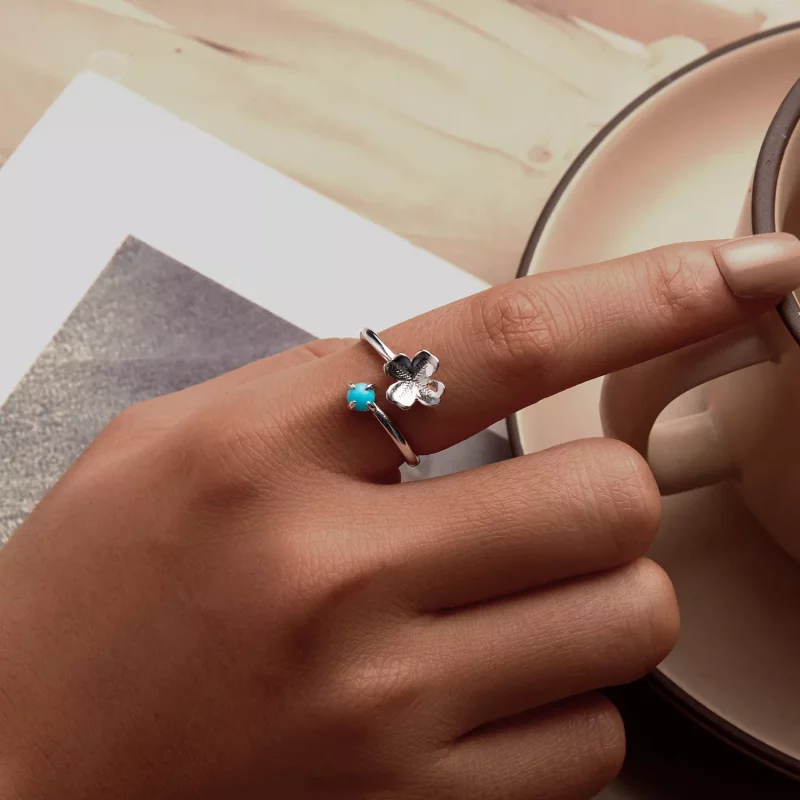 (imagen para) Anillo de trébol de cuatro hojas estilo PANDORA - SCR1023-E - Ver 5