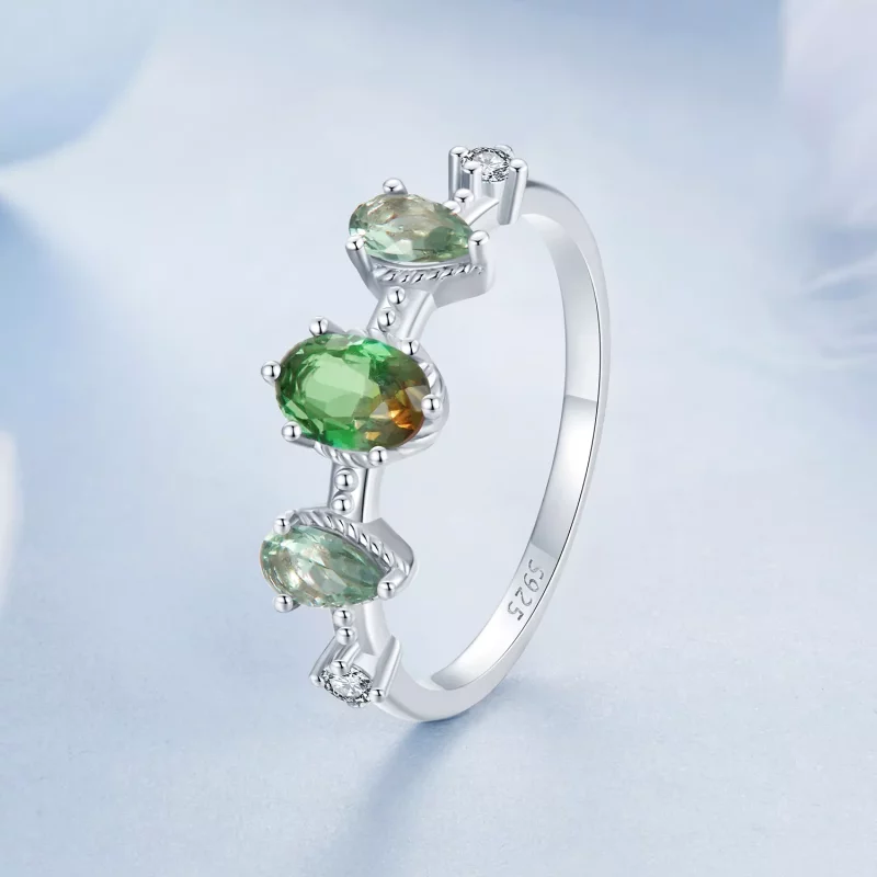 (imagen para) Anillo de turmalina con cristales degradados estilo PANDORA - BSR527 - Ver 2