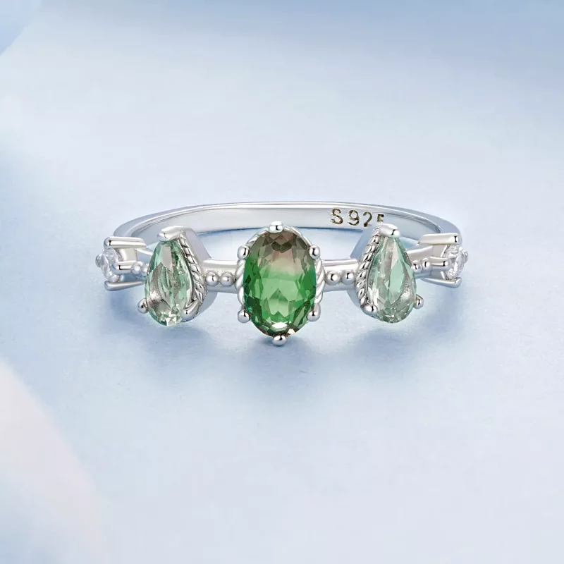 (imagen para) Anillo de turmalina con cristales degradados estilo PANDORA - BSR527 - Ver 3