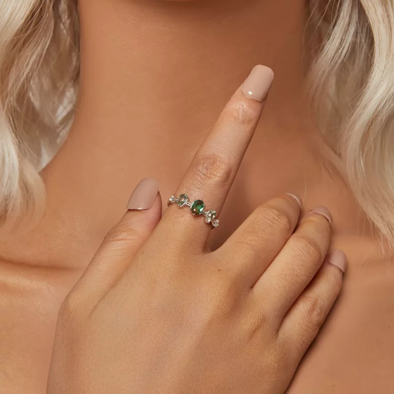 (imagen para) Anillo de turmalina con cristales degradados estilo PANDORA - BSR527 - Ver 4