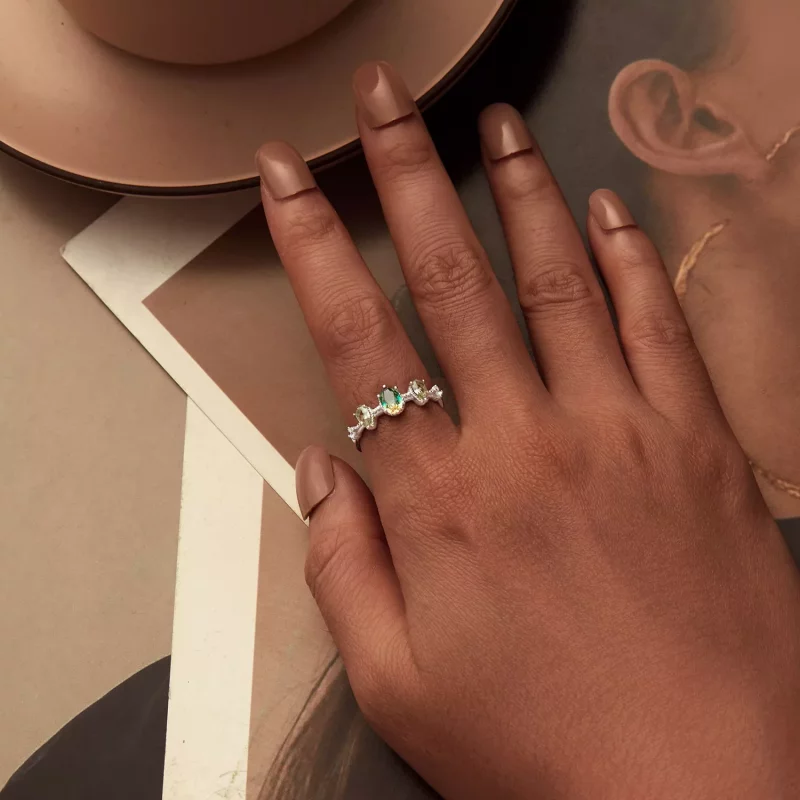 (imagen para) Anillo de turmalina con cristales degradados estilo PANDORA - BSR527 - Ver 6