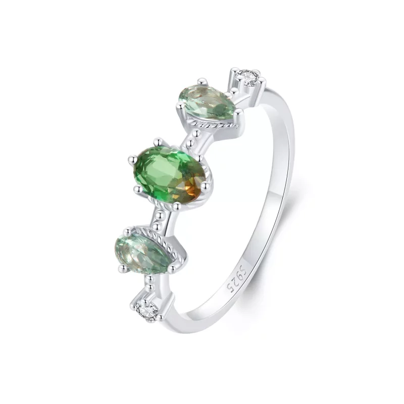 (imagen para) Anillo de turmalina con cristales degradados estilo PANDORA - BSR527