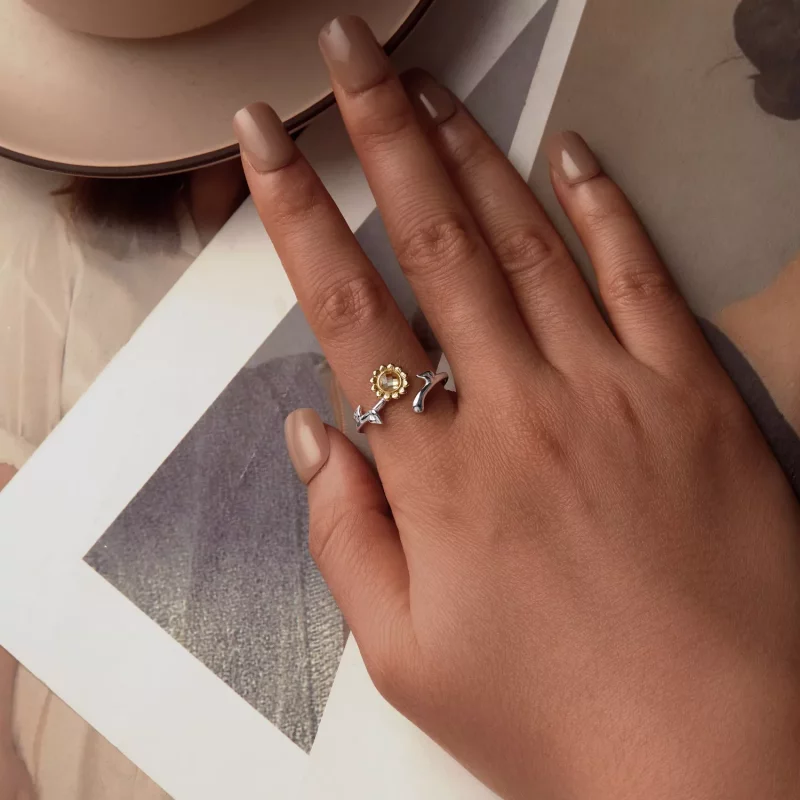 (imagen para) Anillo estilo PANDORA con girasol - BSR549-E - Ver 4