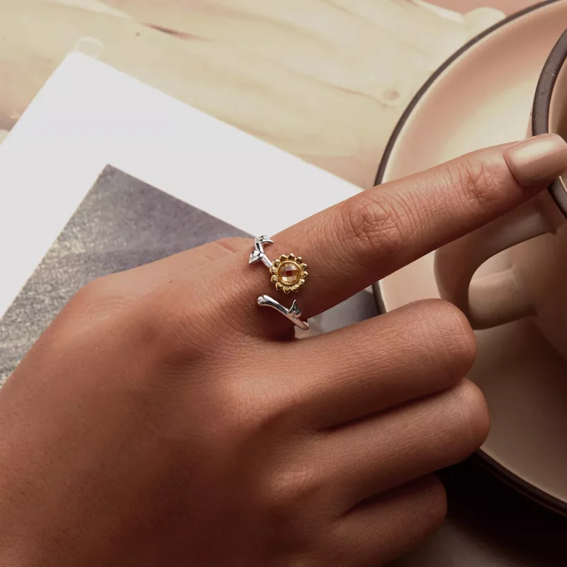 (imagen para) Anillo estilo PANDORA con girasol - BSR549-E - Ver 5