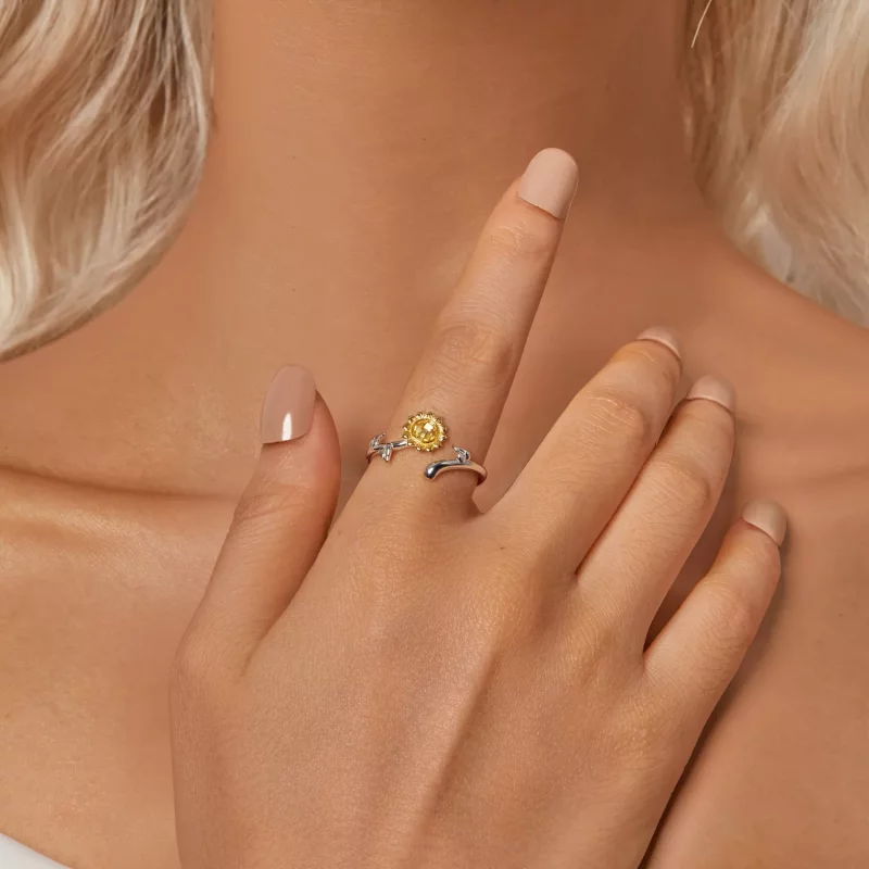 (imagen para) Anillo estilo PANDORA con girasol - BSR549-E - Ver 6