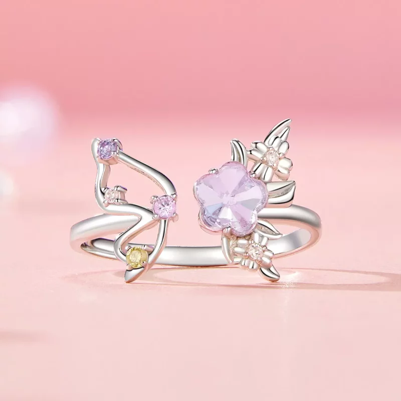 (imagen para) Anillo mariposa rosa estilo PANDORA - SCR1011-E - Ver 3