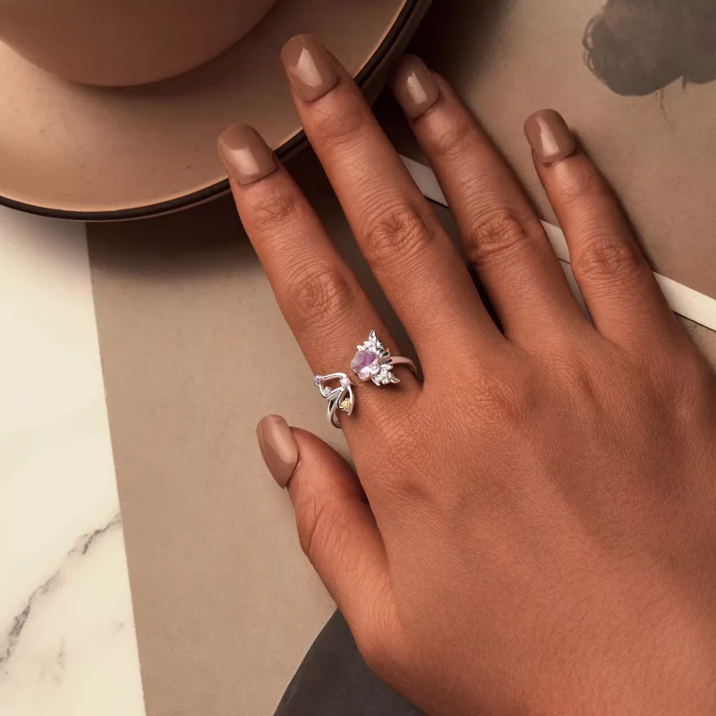 (imagen para) Anillo mariposa rosa estilo PANDORA - SCR1011-E - Ver 4