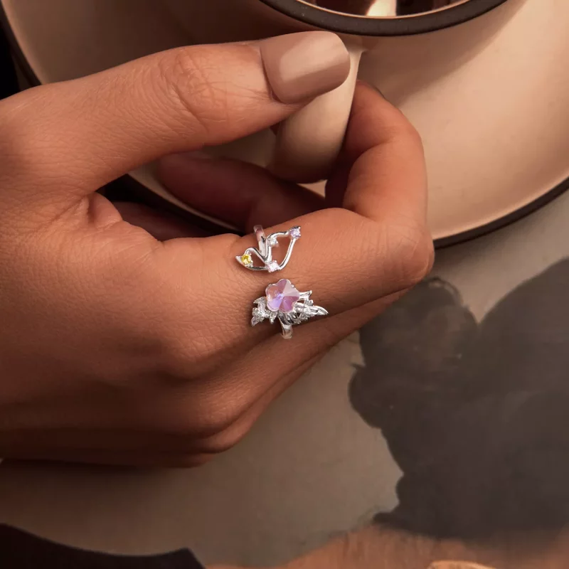 (imagen para) Anillo mariposa rosa estilo PANDORA - SCR1011-E - Ver 5