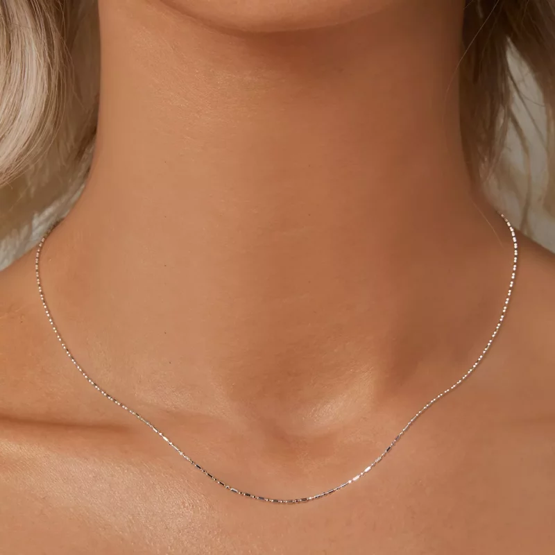 (imagen para) Cadena básica con purpurina fina estilo PANDORA - BSA006 - Ver 5