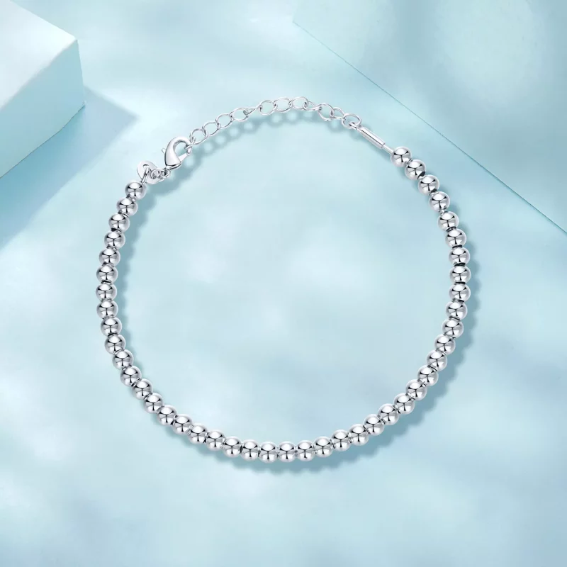 (imagen para) Cadena básica de bricolaje con cuentas de plata estilo PANDORA - SCB267 - Ver 3