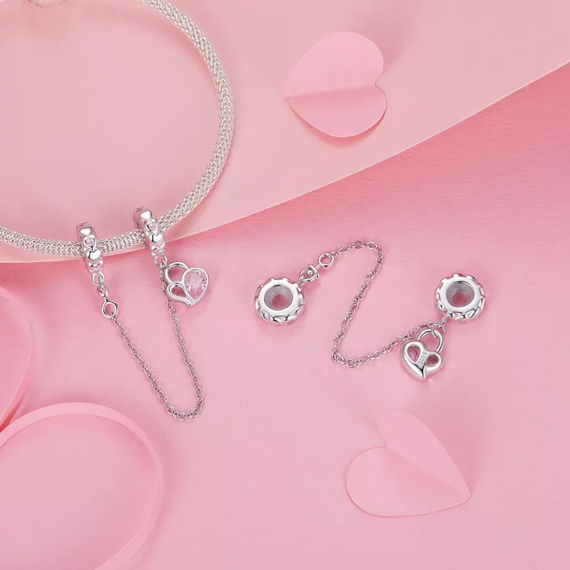 (imagen para) Cadena de seguridad con candado en forma de corazón para amantes del estilo PAND - Ver 4