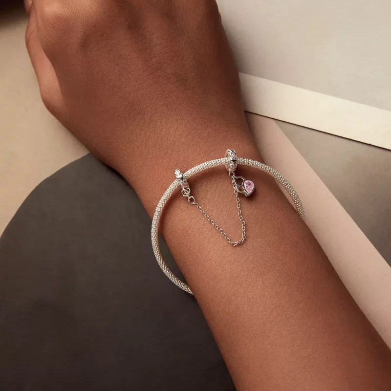 (imagen para) Cadena de seguridad con candado en forma de corazón para amantes del estilo PAND - Ver 5