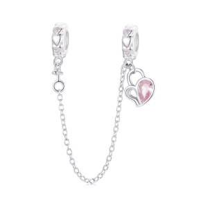 (imagen para) Cadena de seguridad con candado en forma de corazón para amantes del estilo PANDORA - BSC975