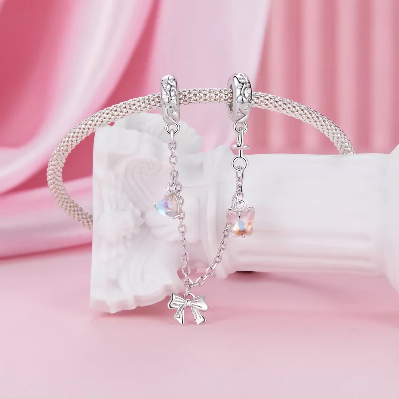 (imagen para) Cadena de seguridad con lazo de ballet estilo PANDORA - SCC2762 - Ver 3