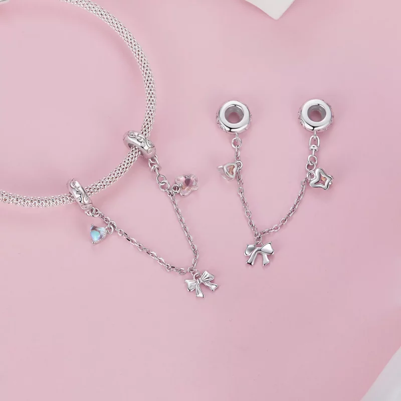 (imagen para) Cadena de seguridad con lazo de ballet estilo PANDORA - SCC2762 - Ver 4