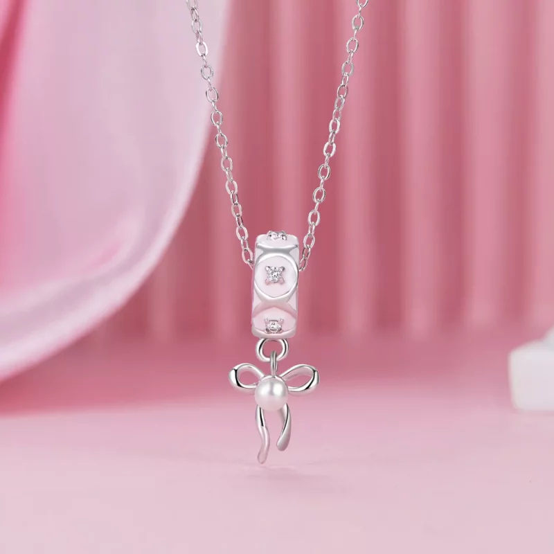 (imagen para) Charm con hebilla de posicionamiento y lazo de ballet estilo PANDORA - SCC2763 - Ver 3