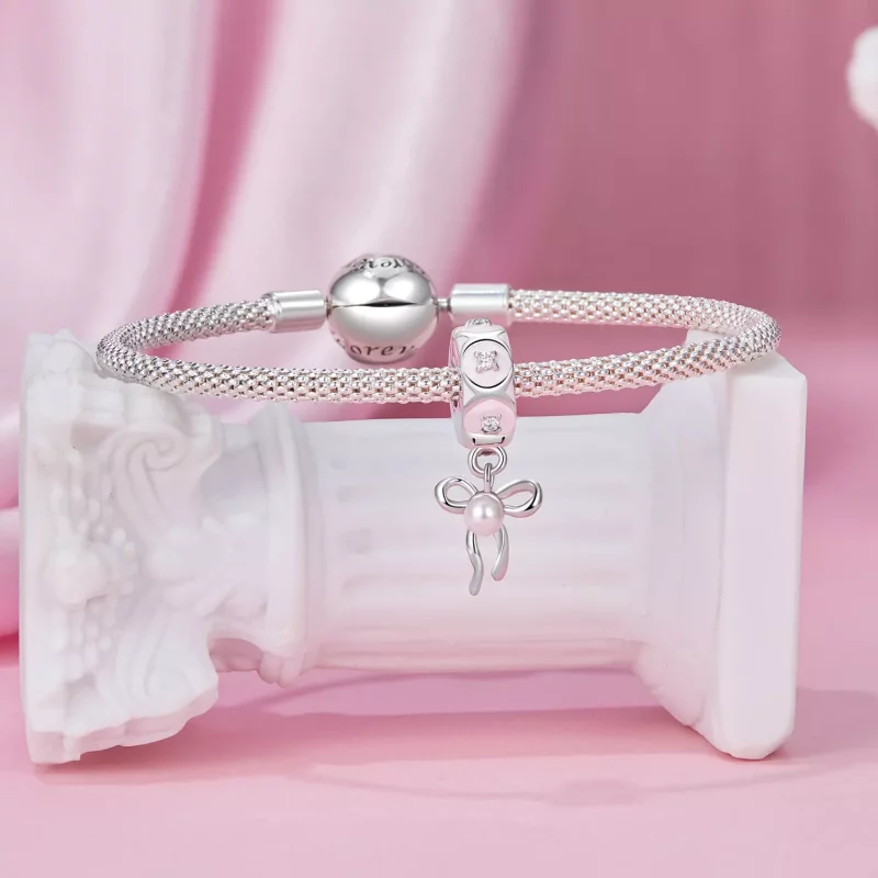 (imagen para) Charm con hebilla de posicionamiento y lazo de ballet estilo PANDORA - SCC2763 - Ver 4