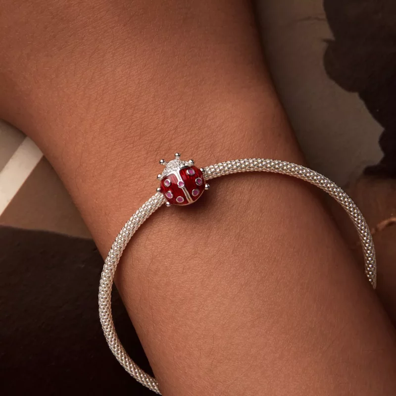 (imagen para) Charm estilo PANDORA con forma de mariquita que brilla en la oscuridad - SCC2735 - Ver 3