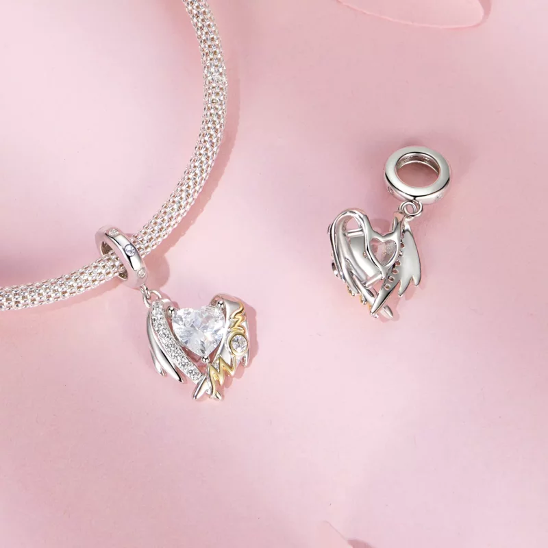 (imagen para) Colgante con alas de amor para el Día de la Madre estilo PANDORA - BSC1001 - Ver 4